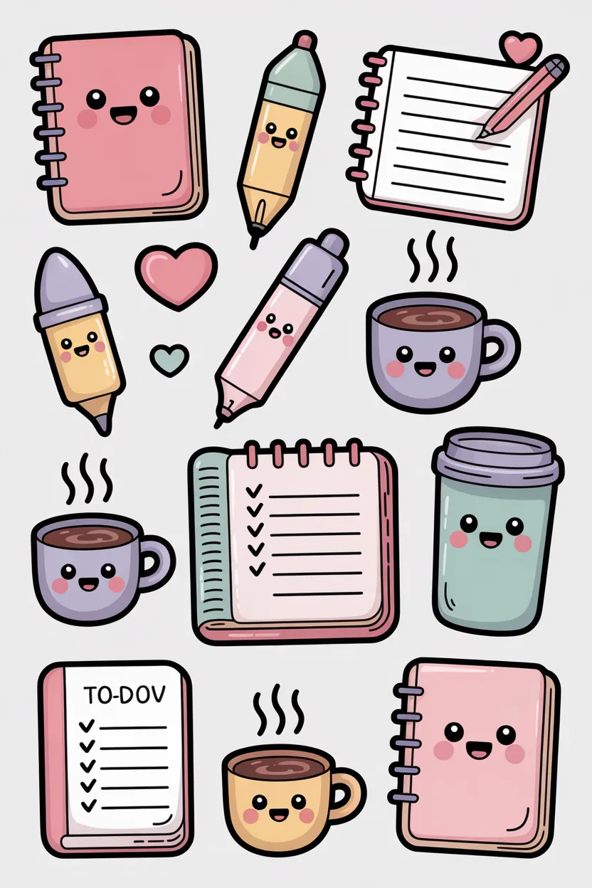 cute doodle stickers free printable