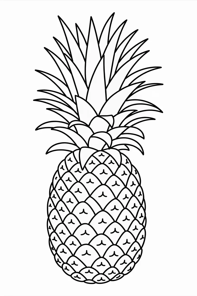 5 Pineapples coloring pages free printable