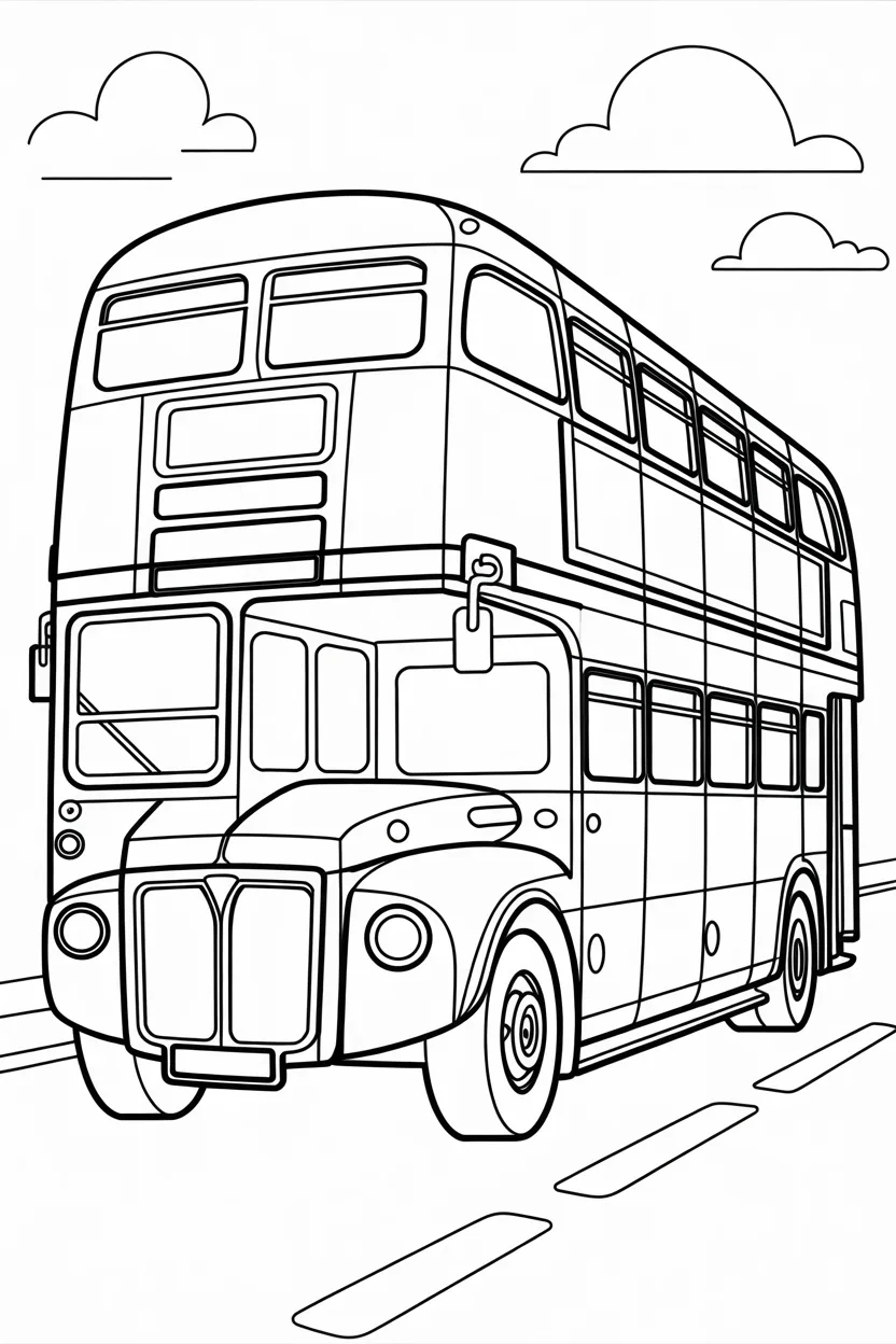 5 Double Decker bus coloring pages