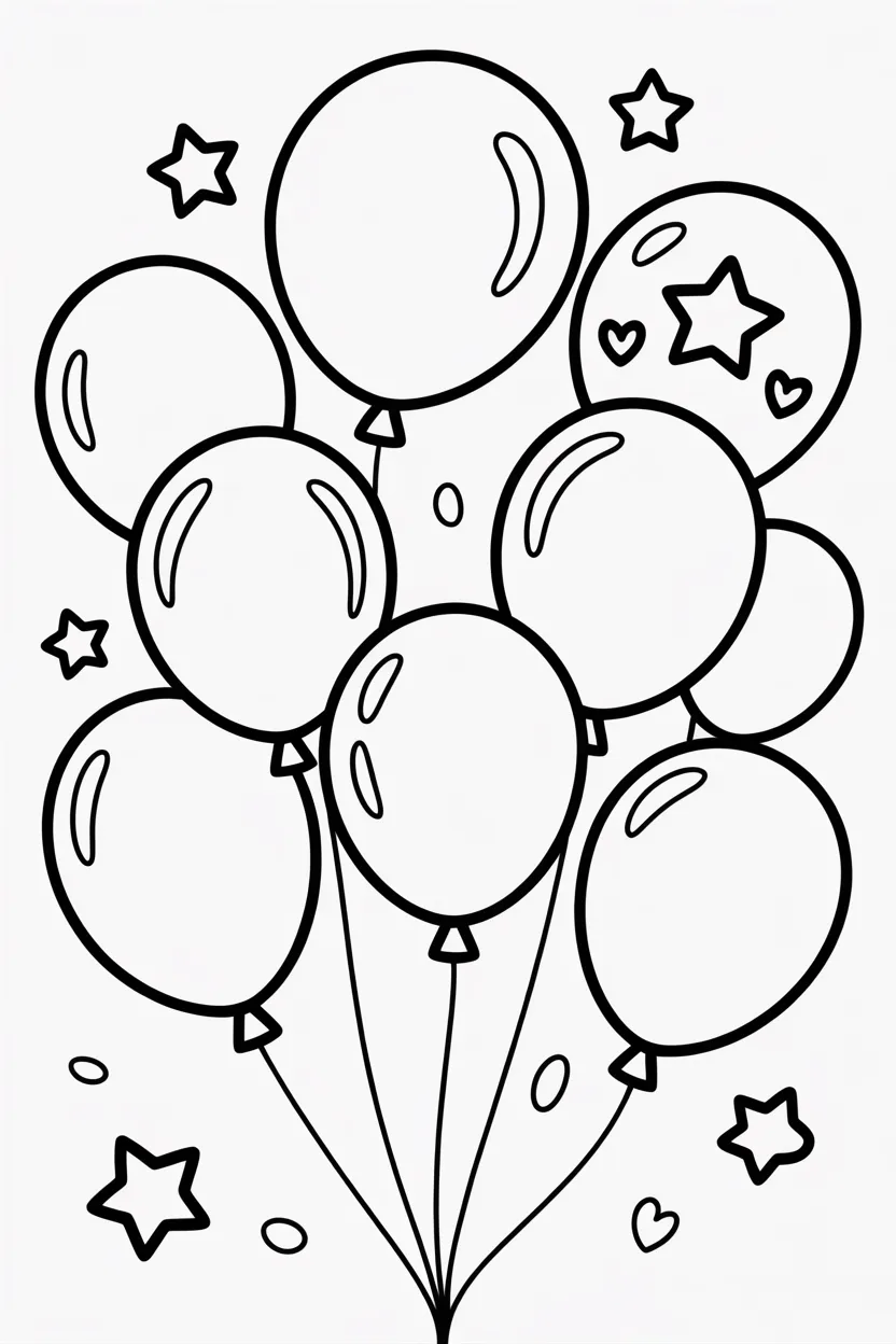 5 Balloons coloring pages free printable