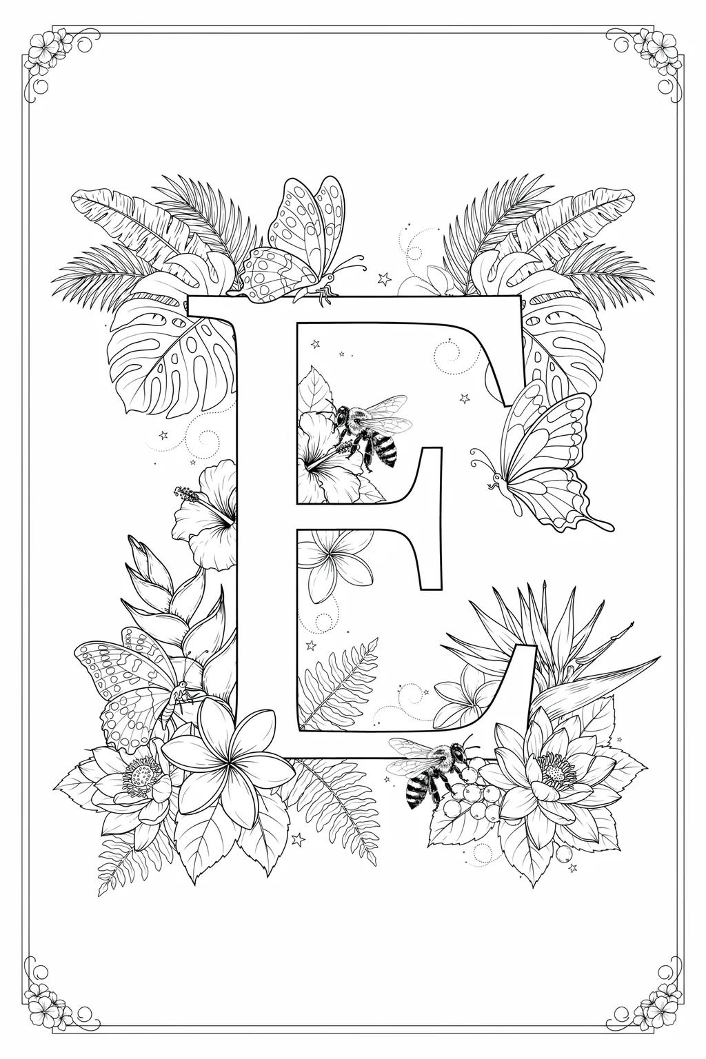 alphabet letter E coloring pages