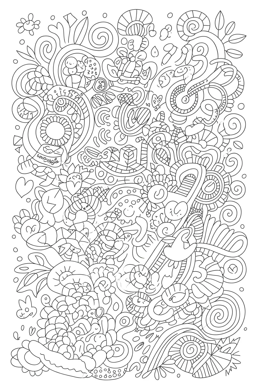 5 Doodles Coloring Pages Free Printable