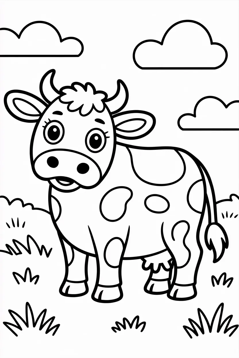 5 Cute Cow coloring pages free printable
