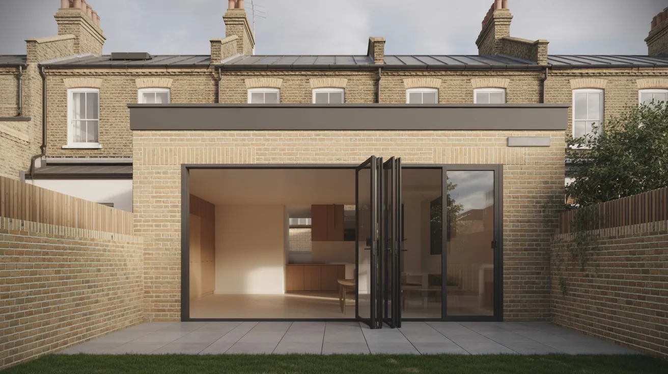 Modern energy-efficient London extension with large glazing and solar panels visible on roof
