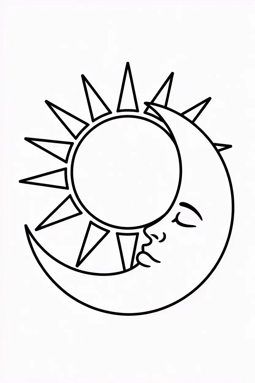 Sun and moon celestial coloring pages free printable