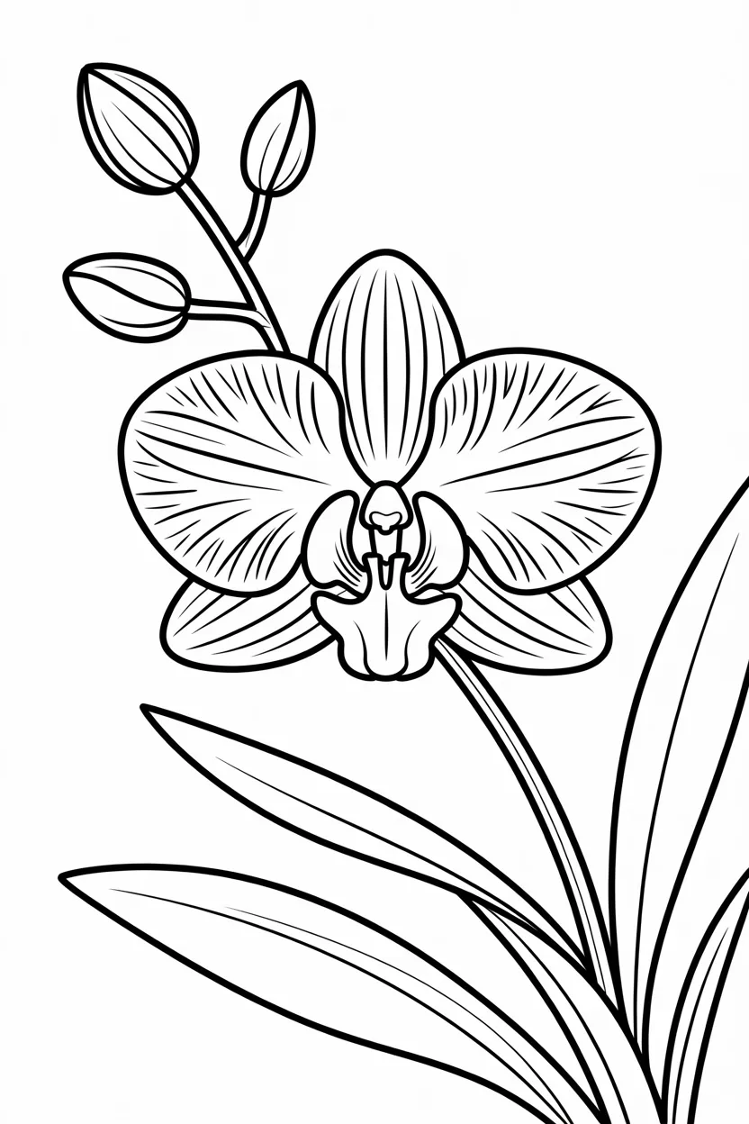Orchid flower coloring pages free printable