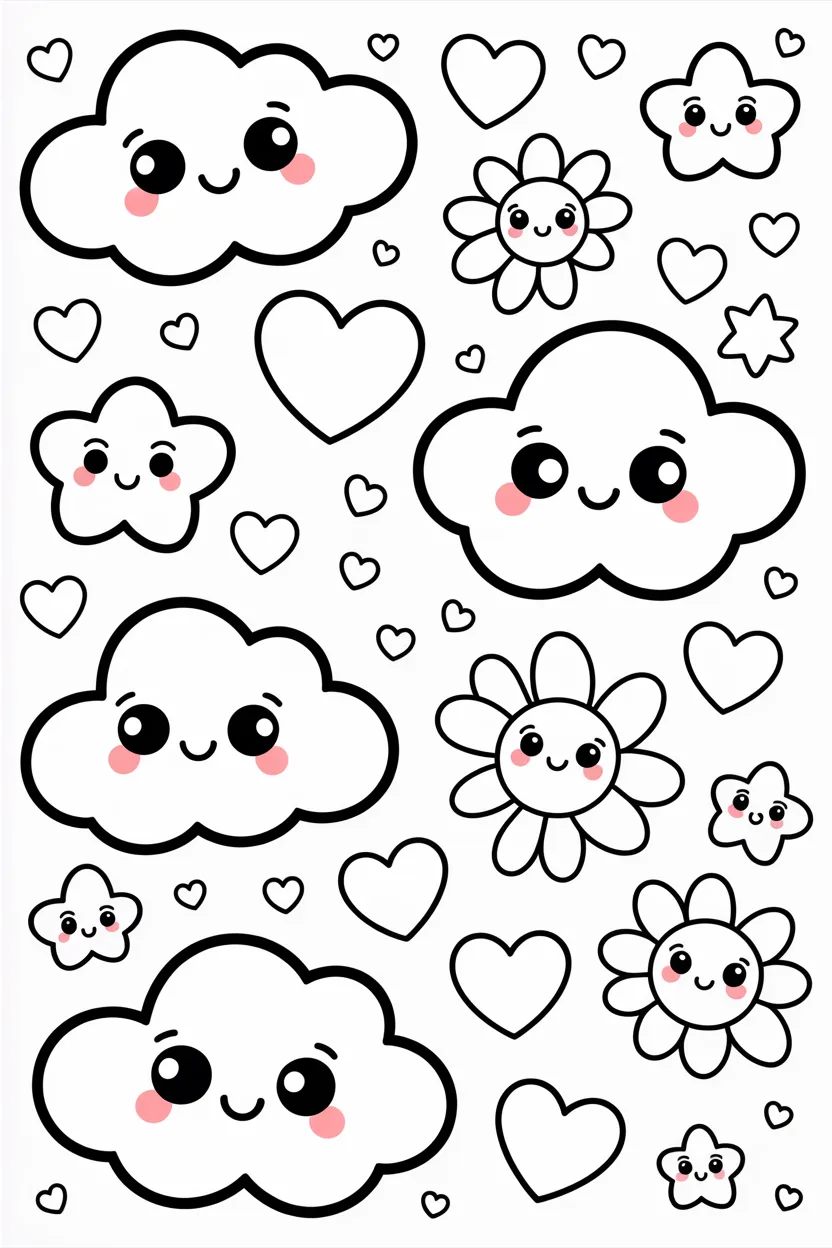 kawaii doodle coloring pages free printable