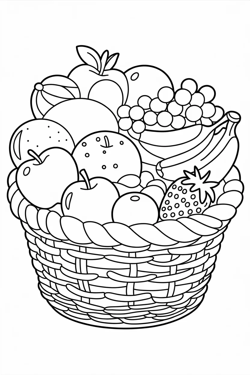5 Fruits basket coloring pages free printable