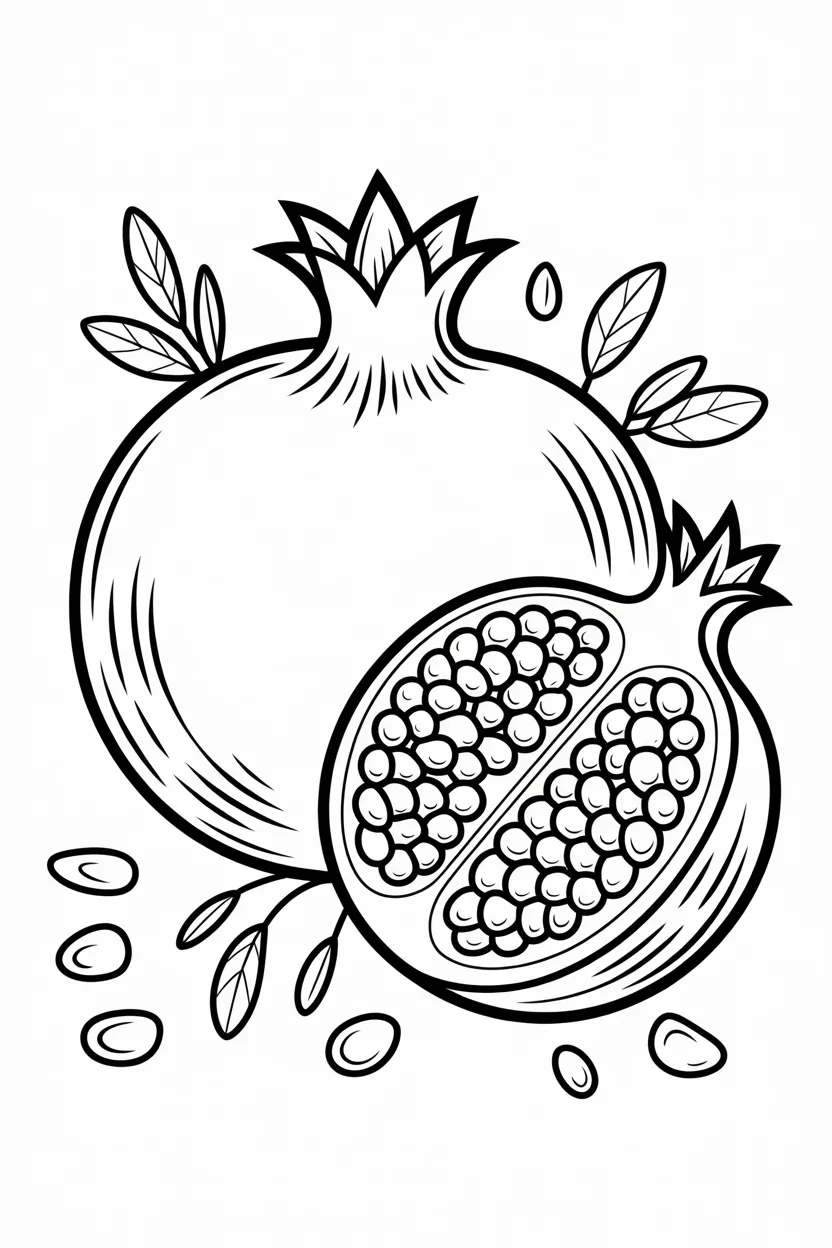 5 Pomegranate coloring pages free printable