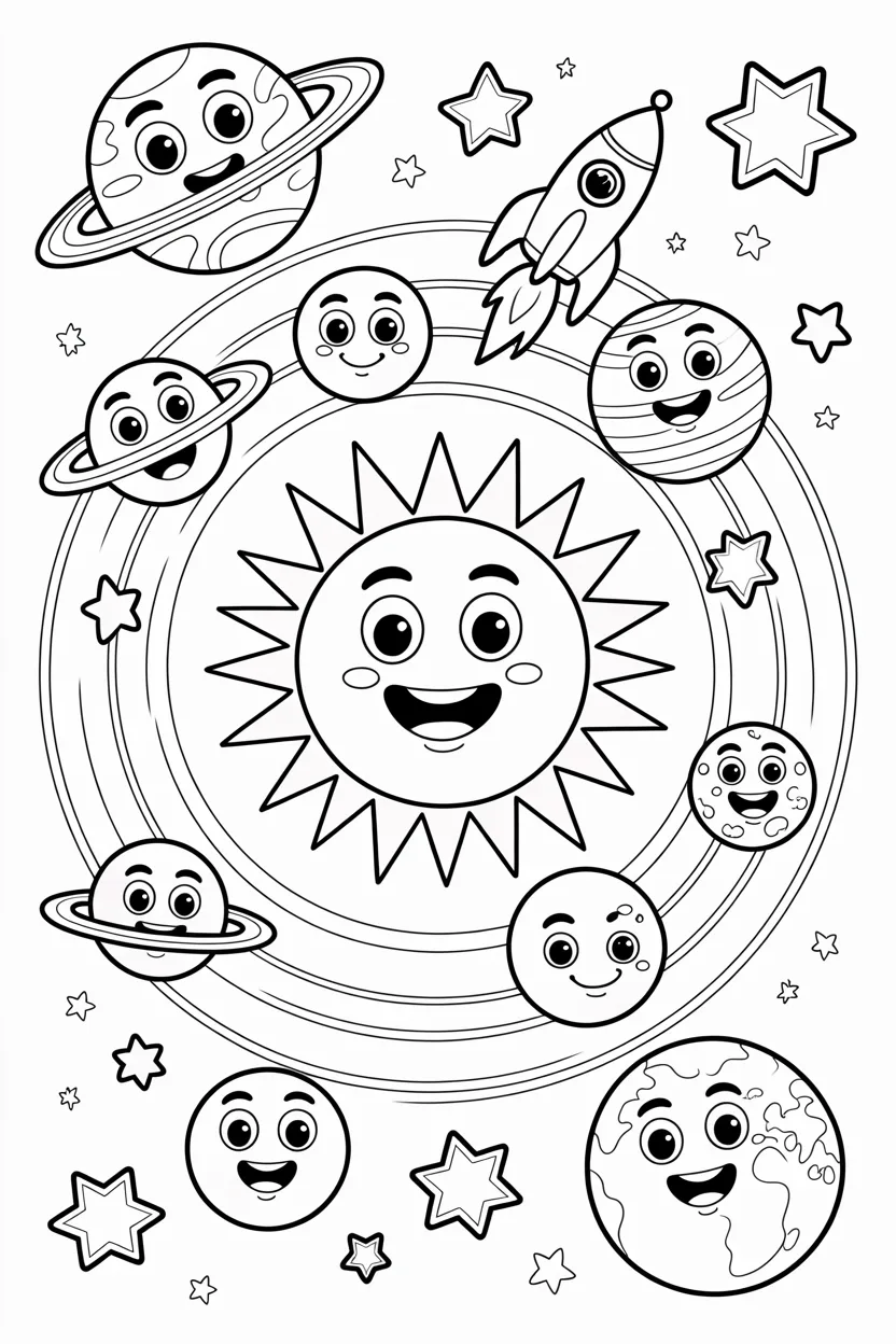 5 Solar system coloring pages free printable
