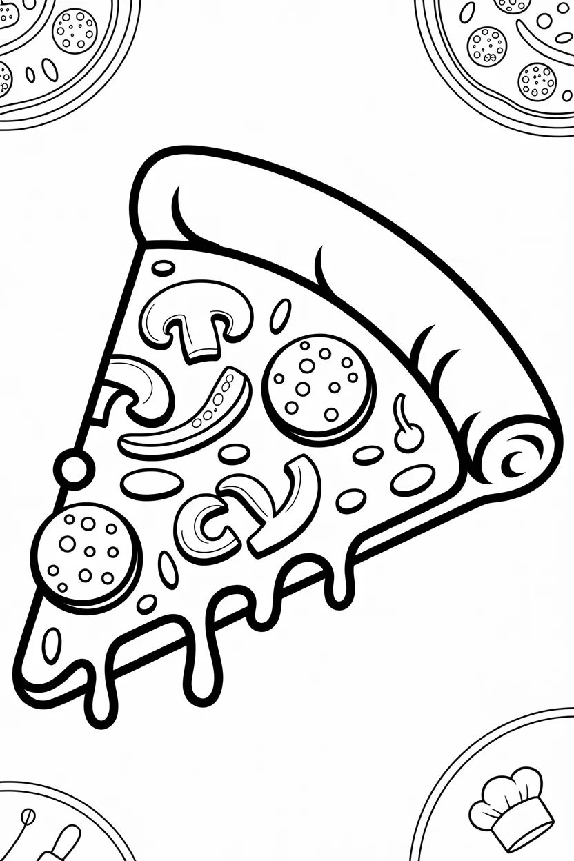 5 Pizza coloring pages free printable