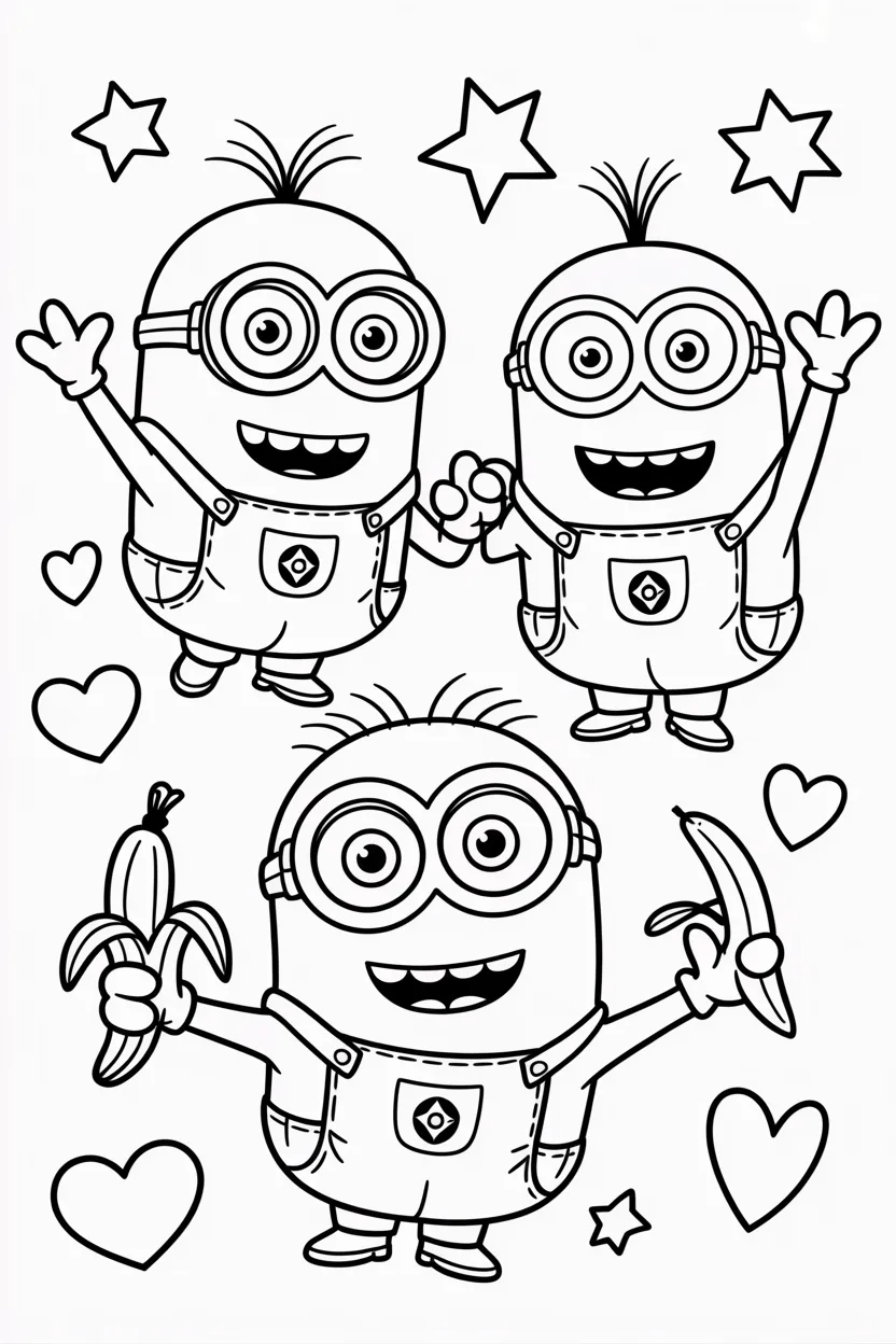 4 Minions coloring pages free printable