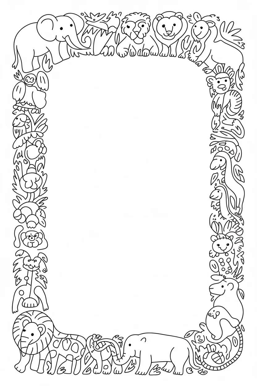 animals frame coloring pages free printable