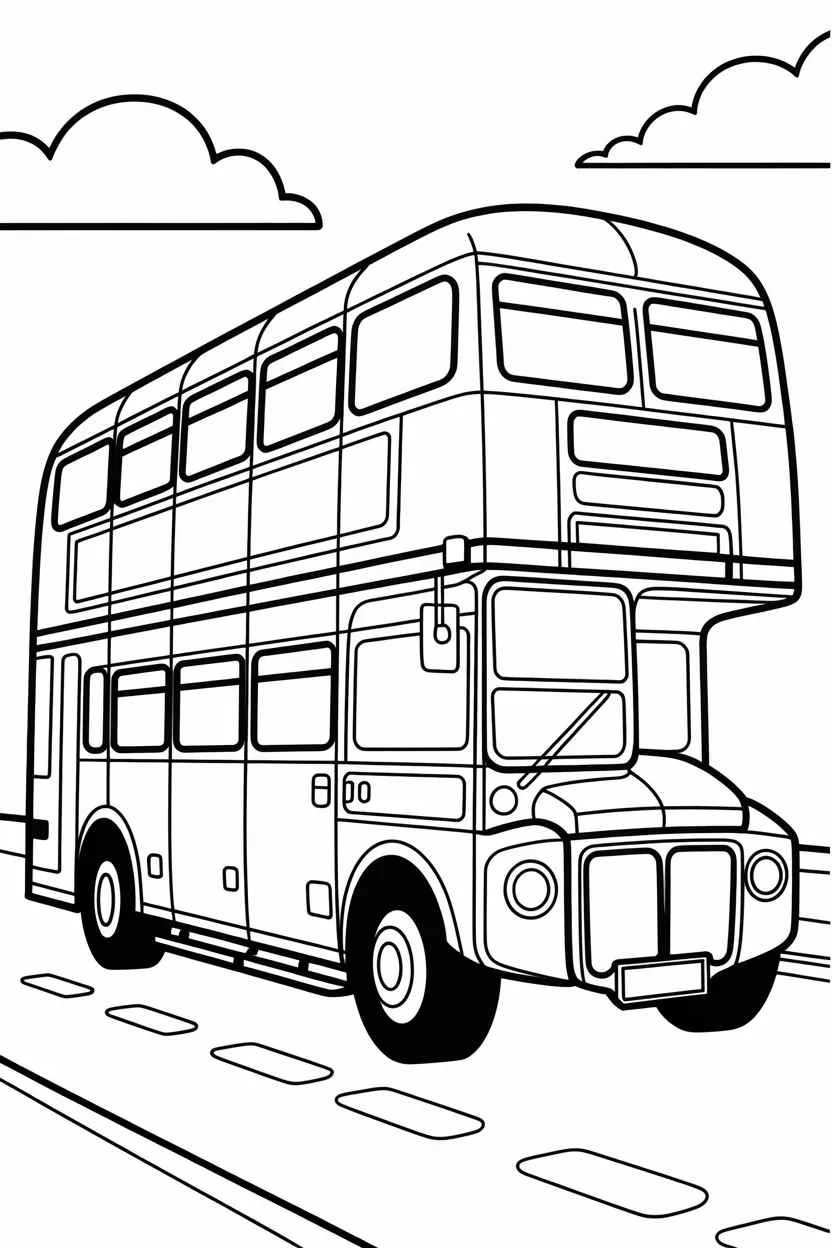 5 Double Decker bus coloring pages