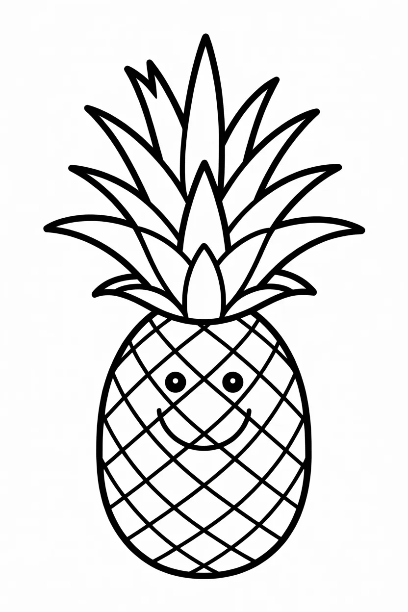 5 Pineapples coloring pages free printable