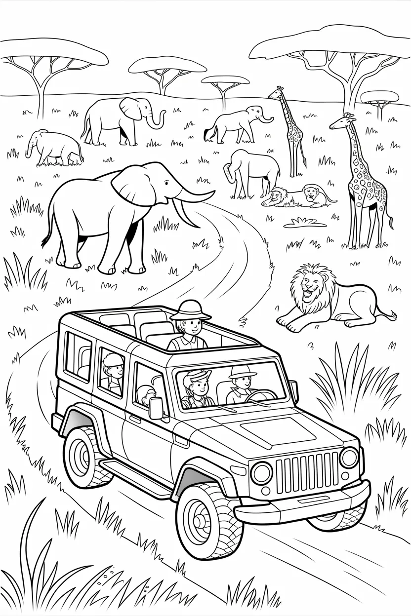 safari jeep coloring pages free printable