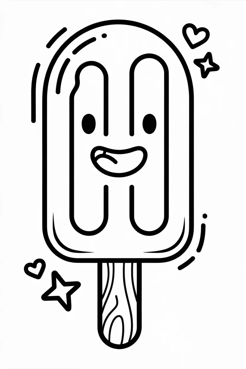 5 Popsicles coloring pages free printable