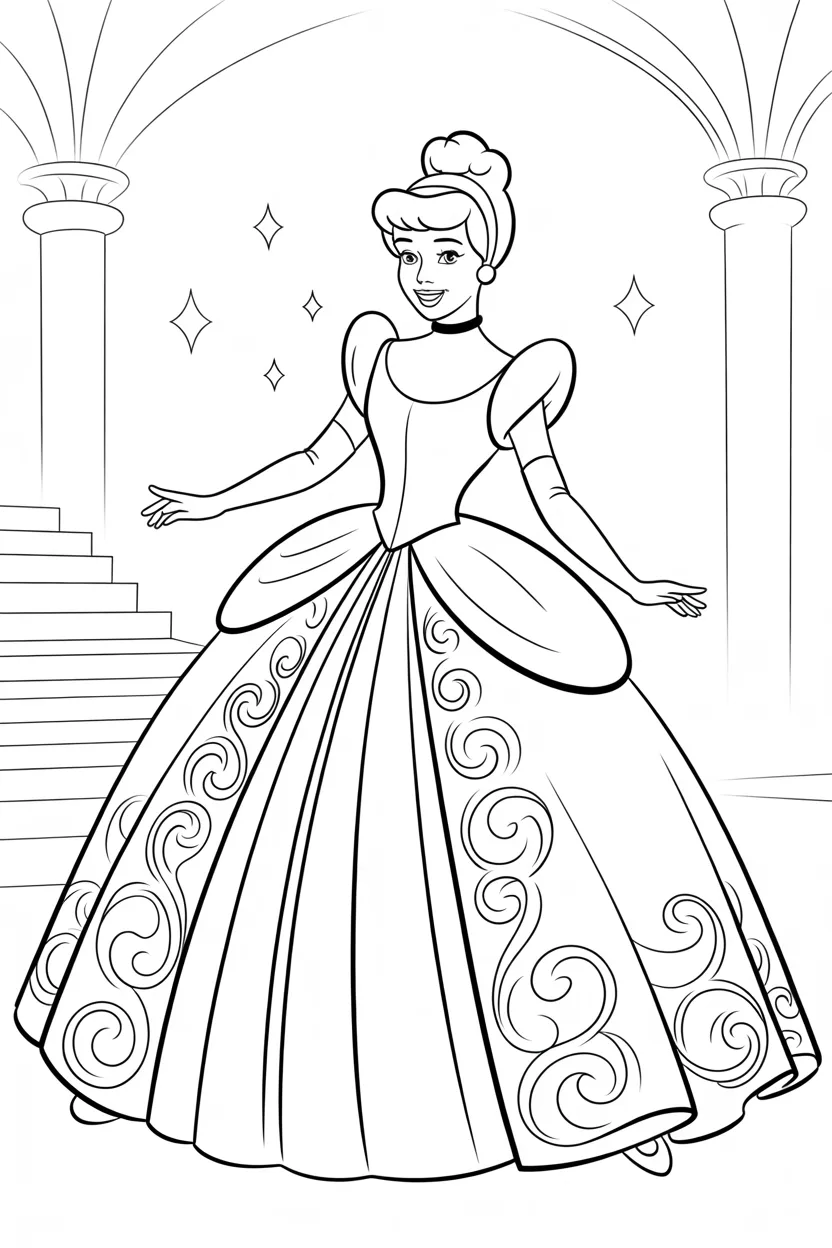 Cinderella picnic coloring pages