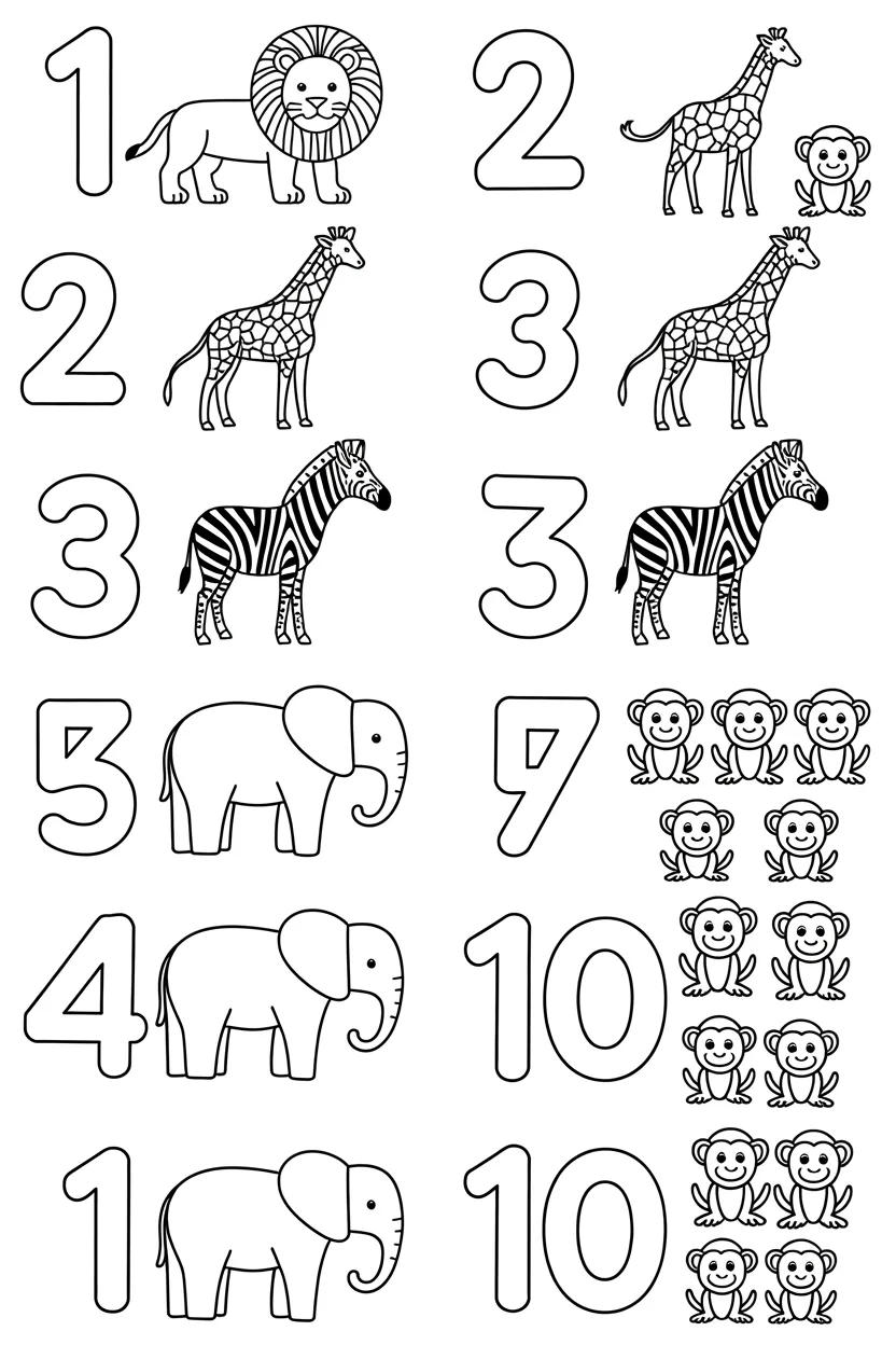 5 Counting coloring pages free printable