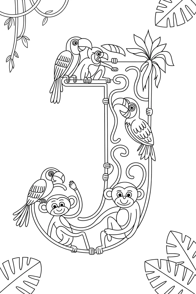 alphabet letter J coloring pages free printable