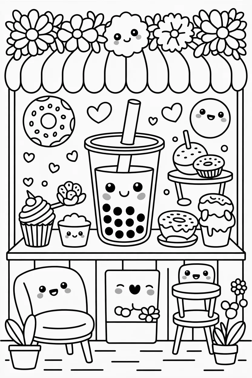 Boba tea coloring pages
