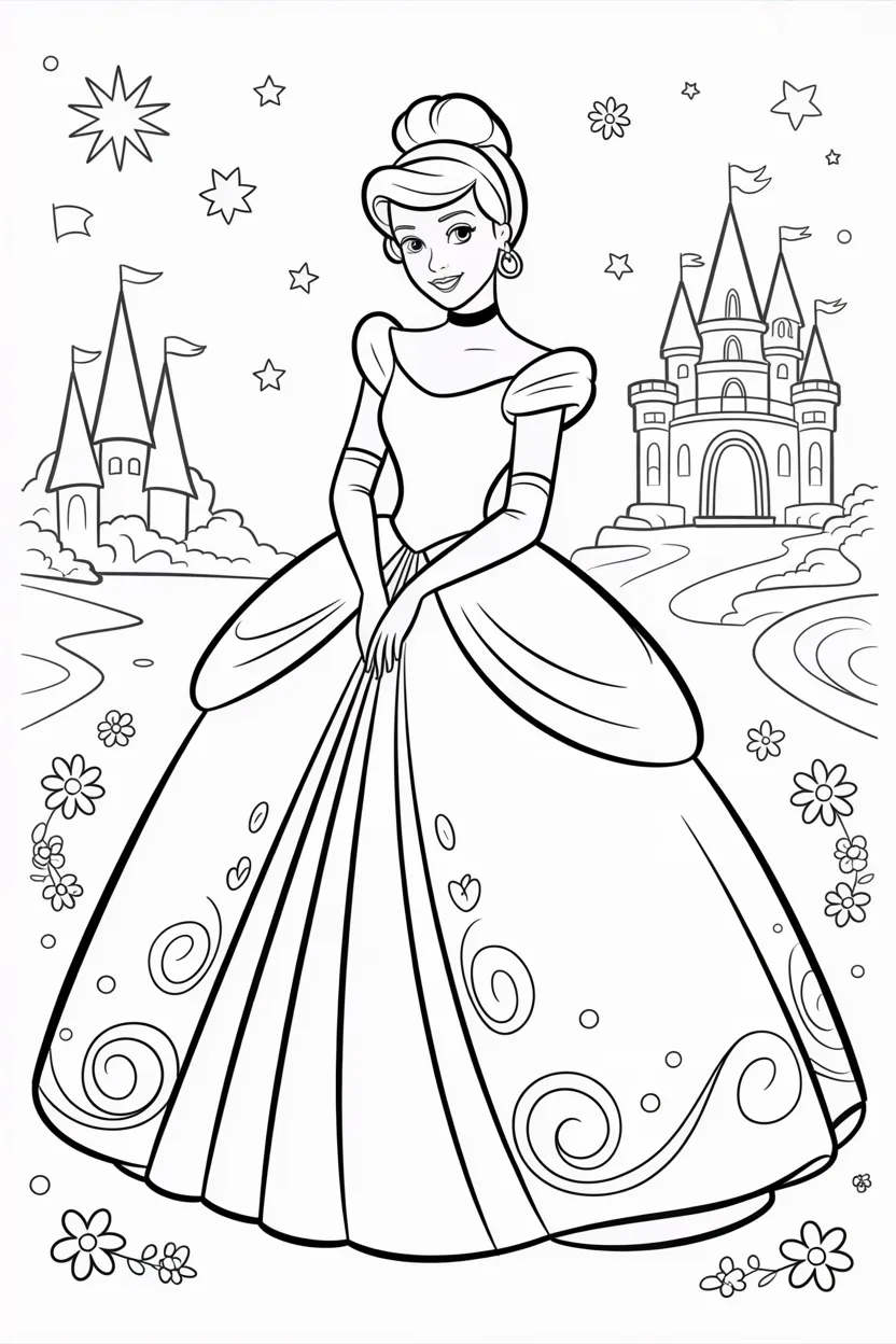 Cinderella picnic coloring pages