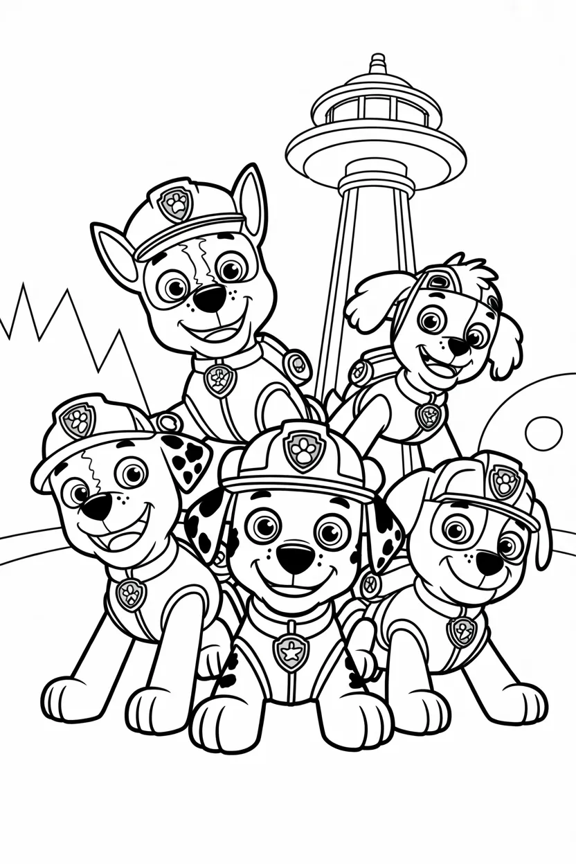 4 Paw petrol coloring pages free printable