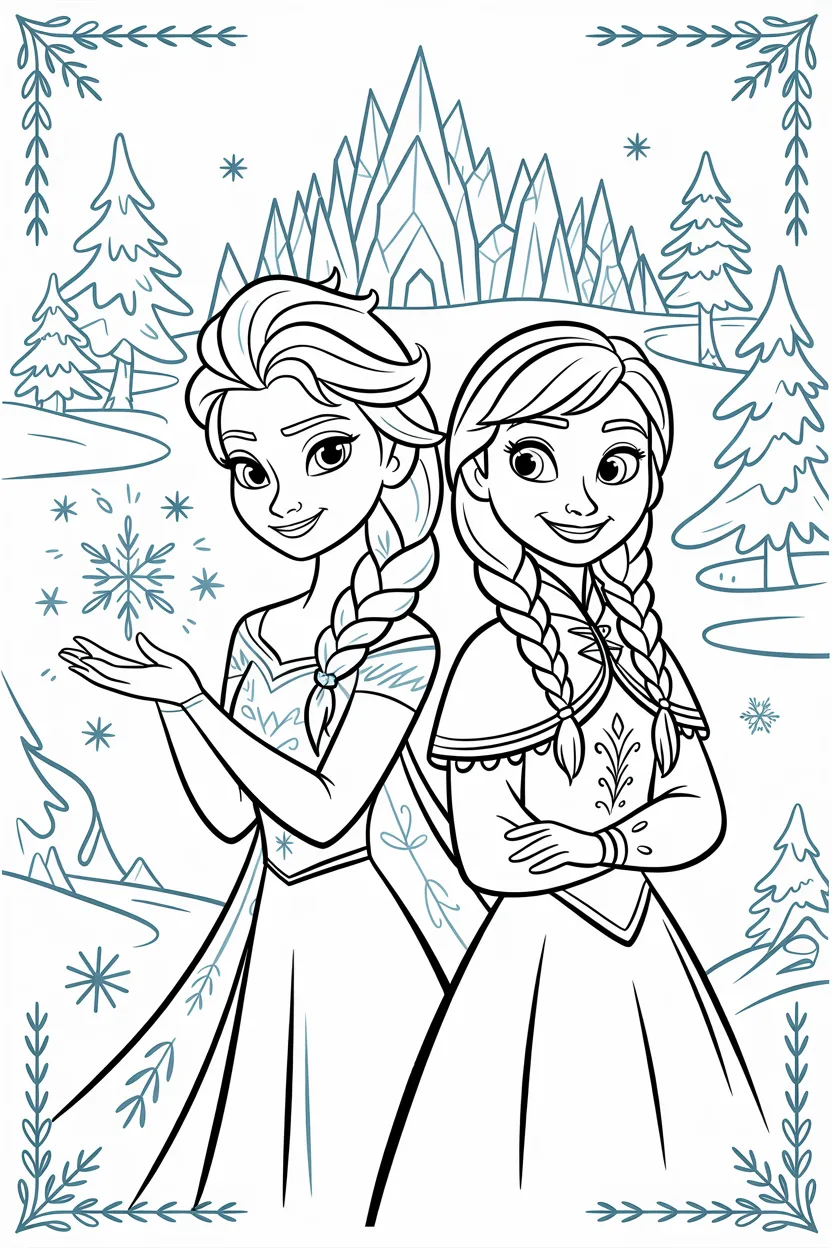 Frozen and Elsa Coloring Page