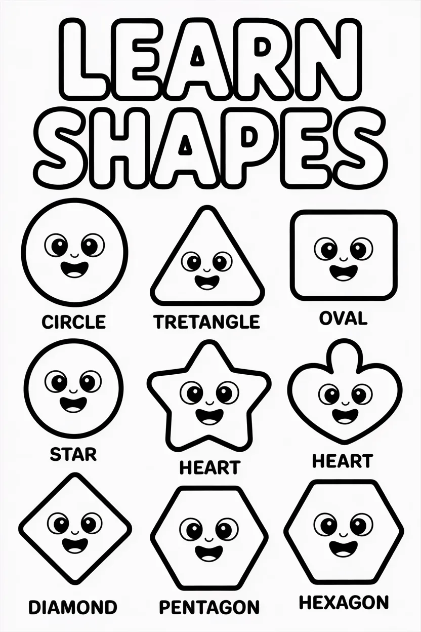 5 Shapes coloring pages free printable