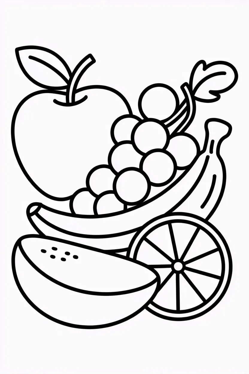 5 Fruits Coloring Pages Free Printable