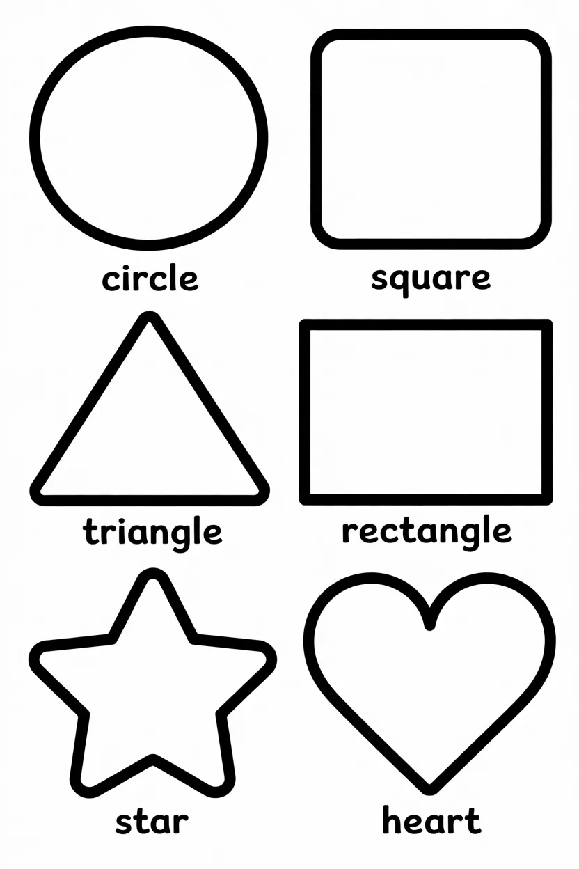 5 Shapes coloring pages free printable