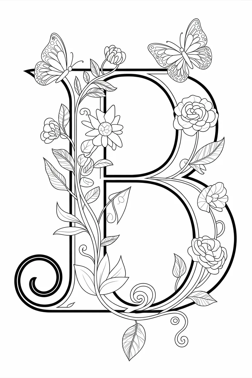 Alphabet letter B coloring pages