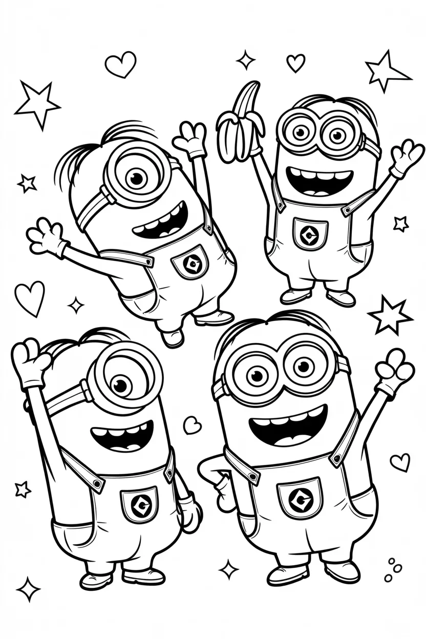 4 Minions coloring pages free printable