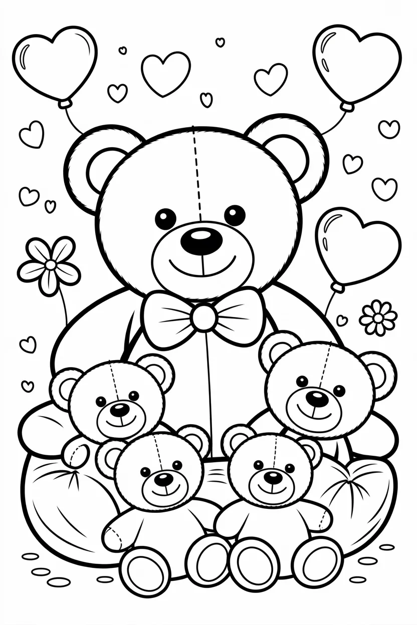 5 Teddy bear coloring pages free printable