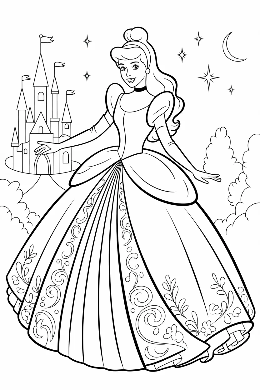 4 Cinderella coloring pages free printable