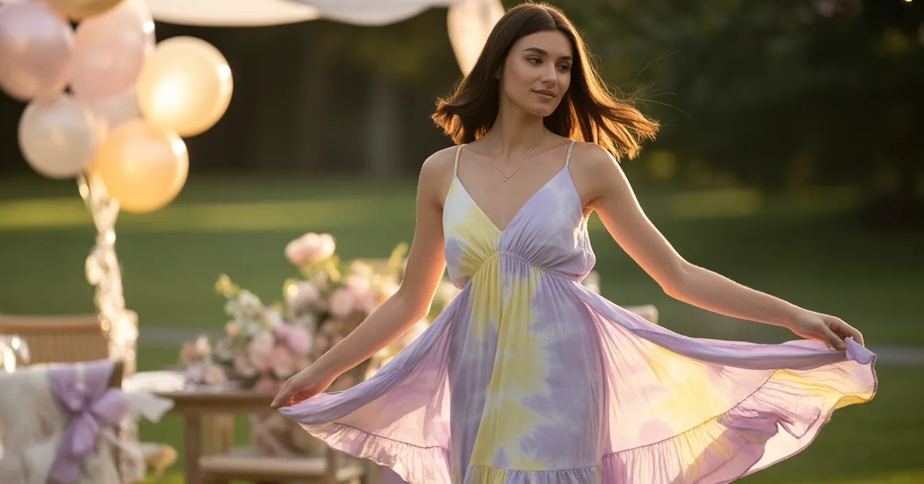 Ethereal Lavender Tie-Dye Maxi Dress