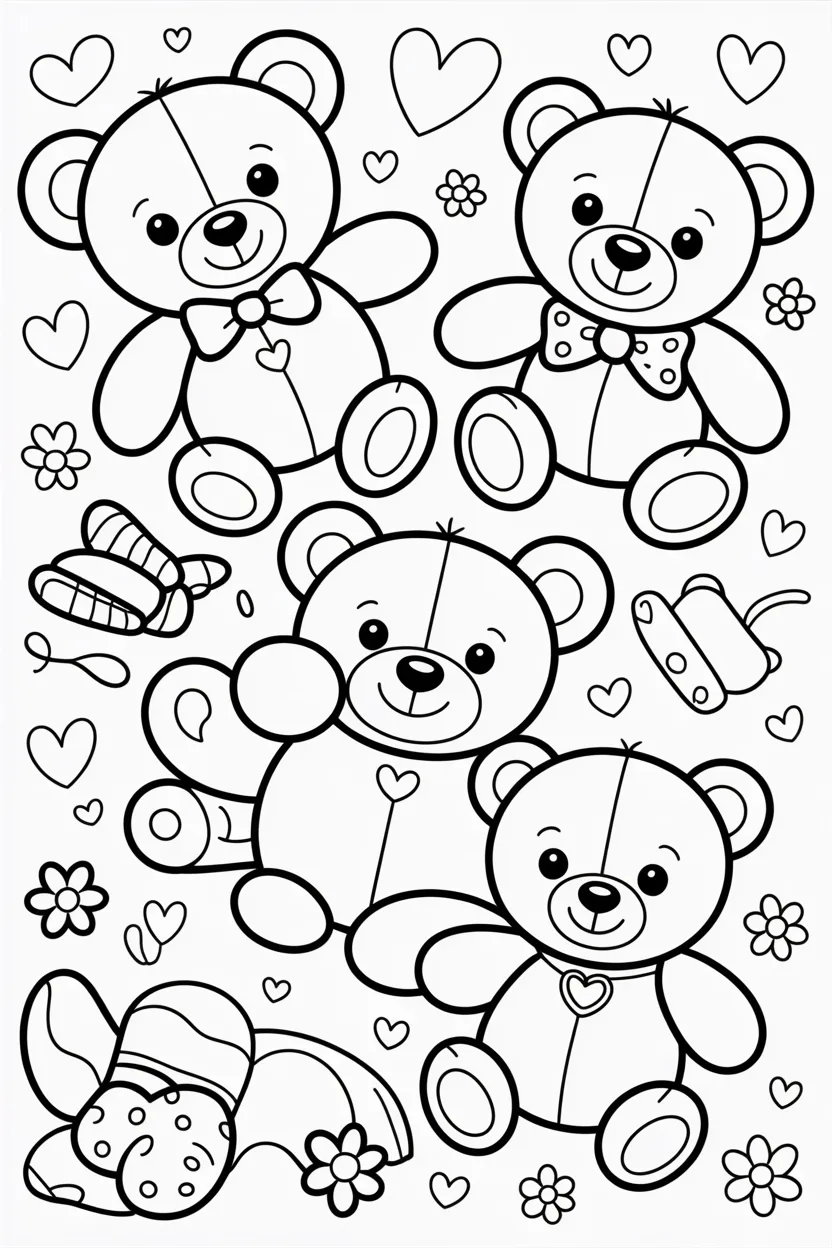 5 Teddy bear coloring pages free printable