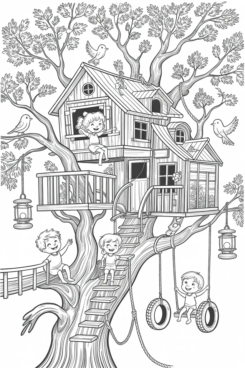 treehouse adventure coloring pages free printable