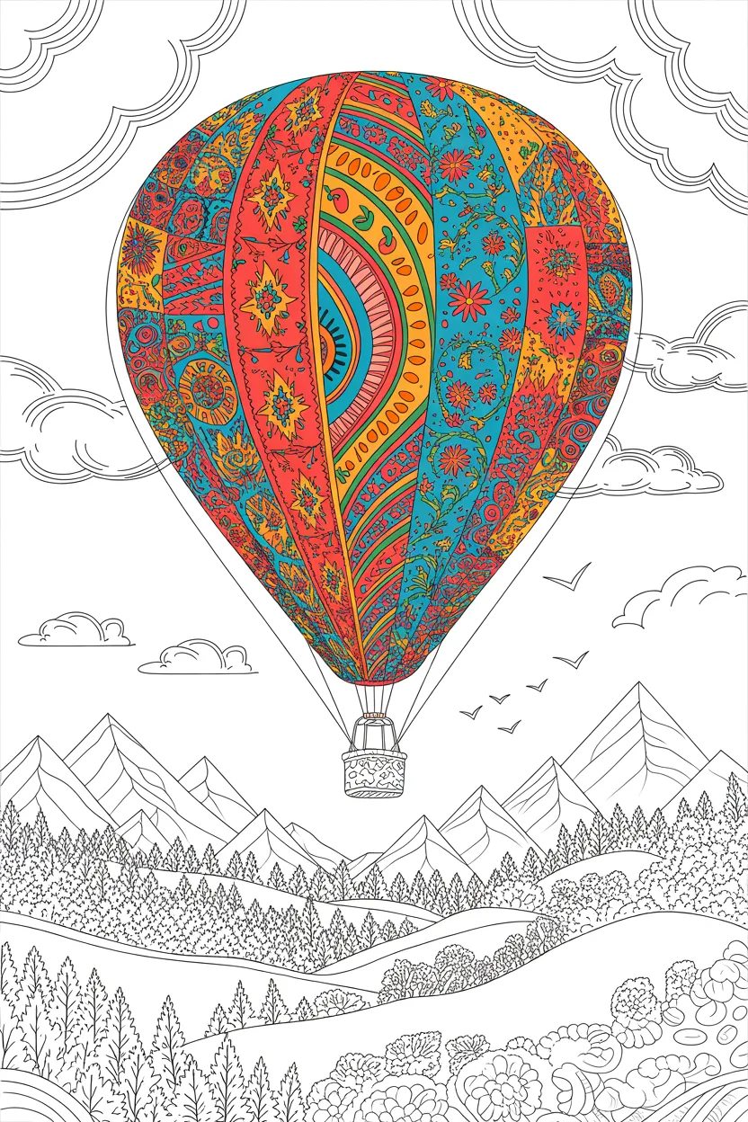hot air balloon coloring pages free printable