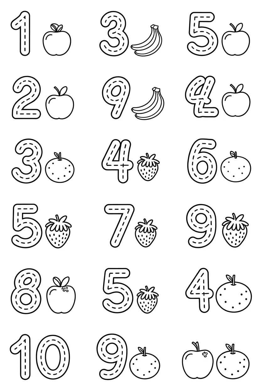 5 Count and Trace Activity Pages Free Printable