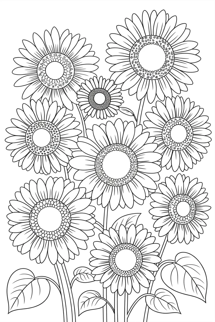 Sunflowers coloring pages free printable