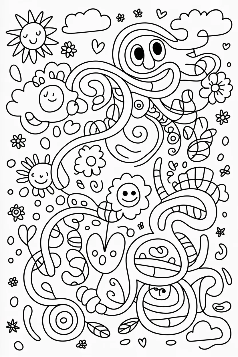 5 Doodles Coloring Pages Free Printable