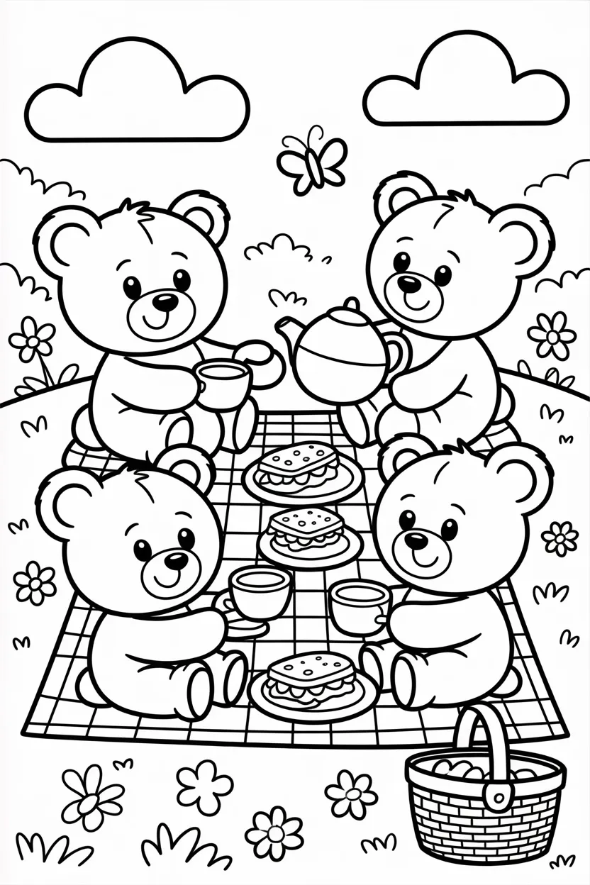 Teddy bear picnic coloring pages