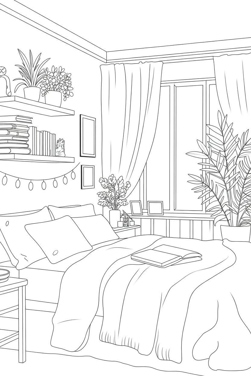 Cozy bedroom coloring pages free printable