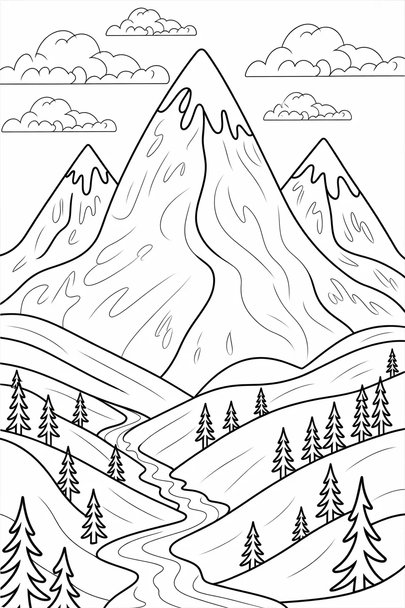 Mountains coloring pages free printable