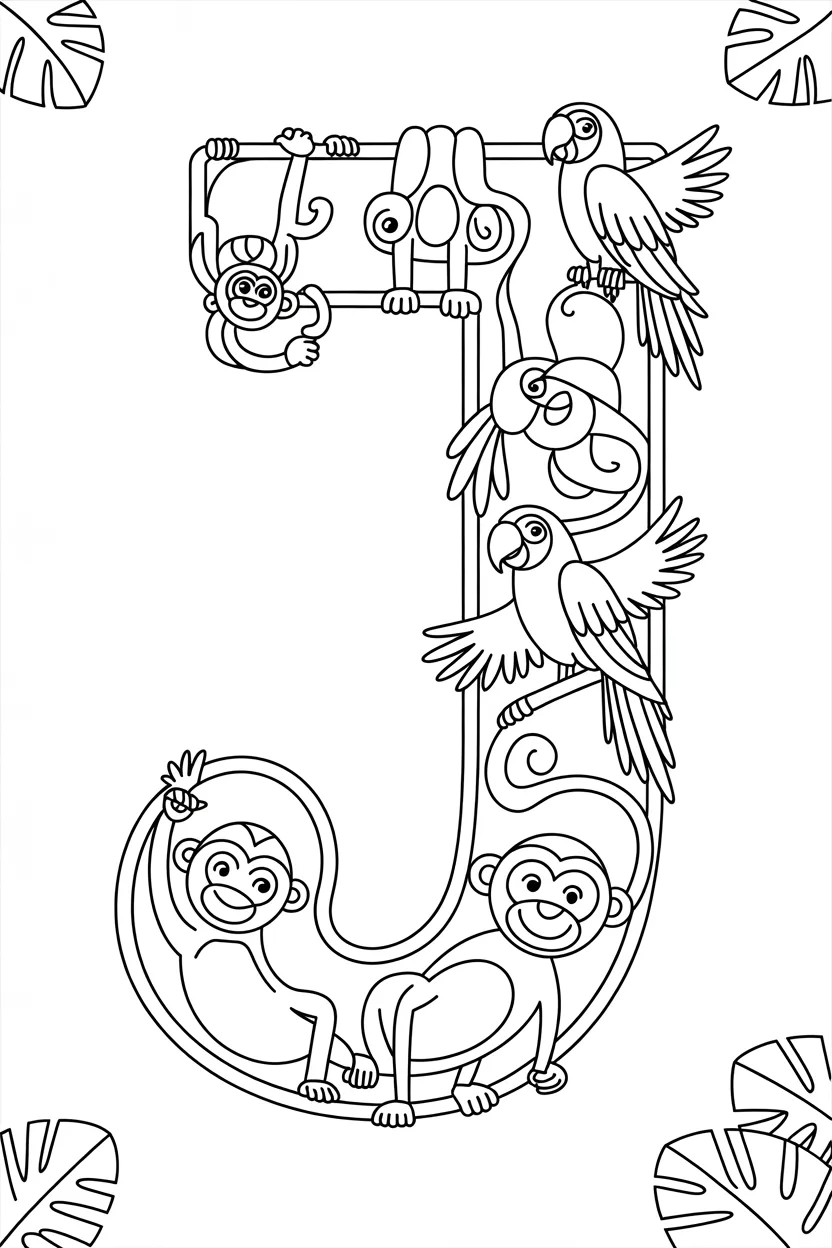 alphabet letter J coloring pages free printable