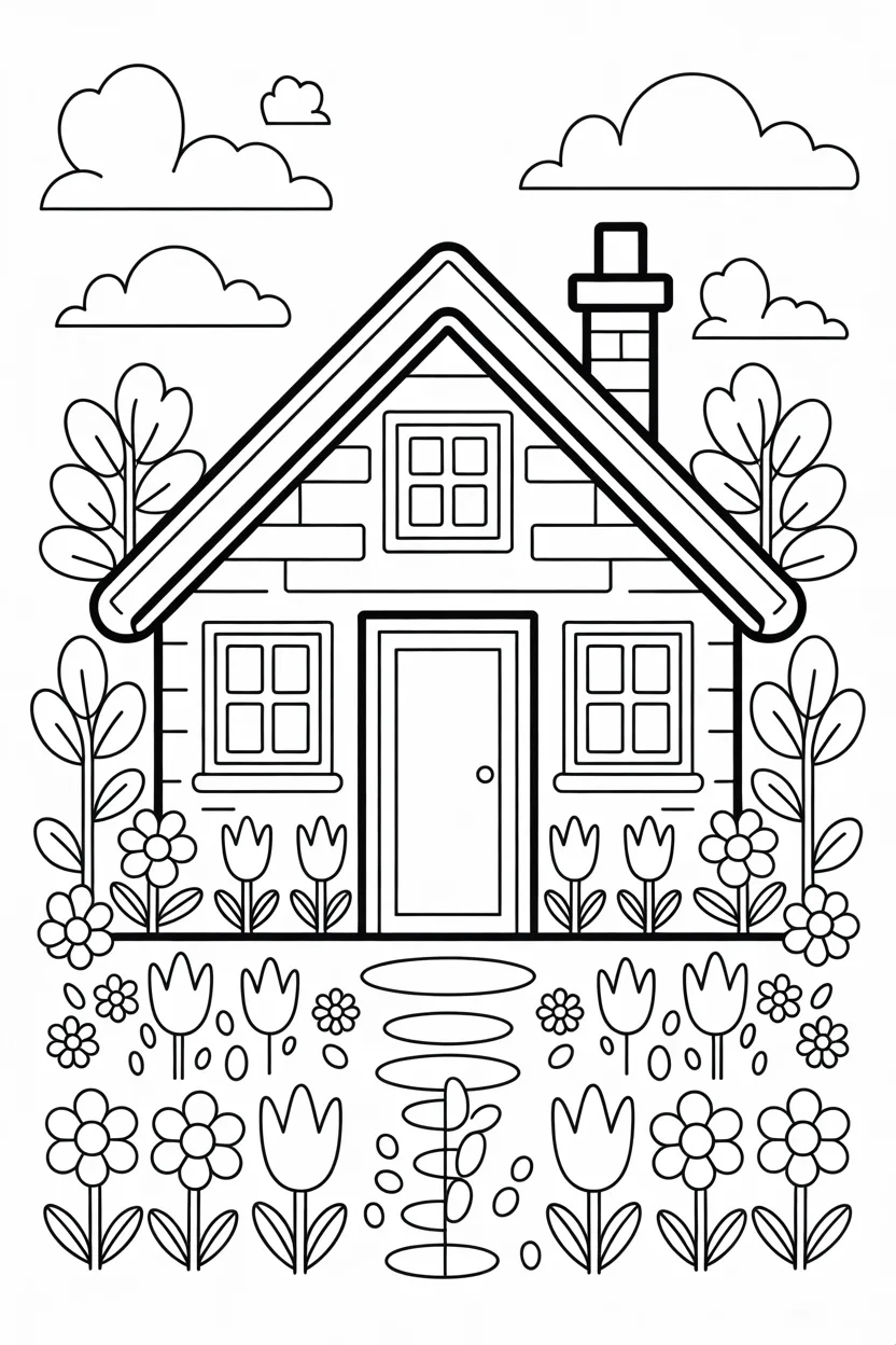 Cozy cottage house coloring pages