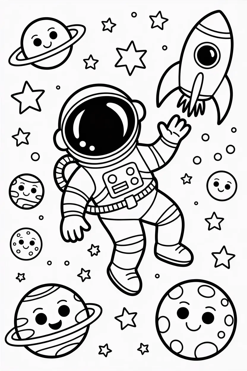 astronaut in space coloring pages