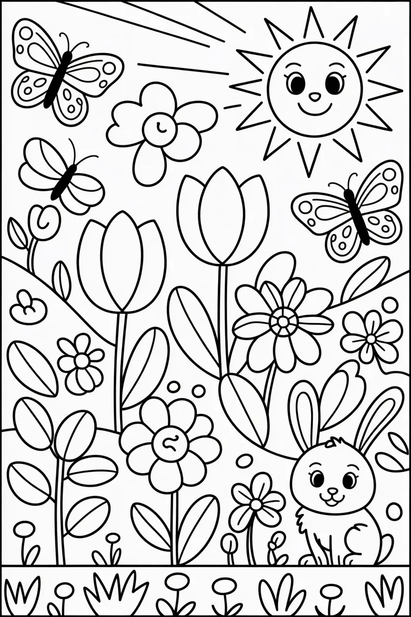 5 Spring coloring pages free printable