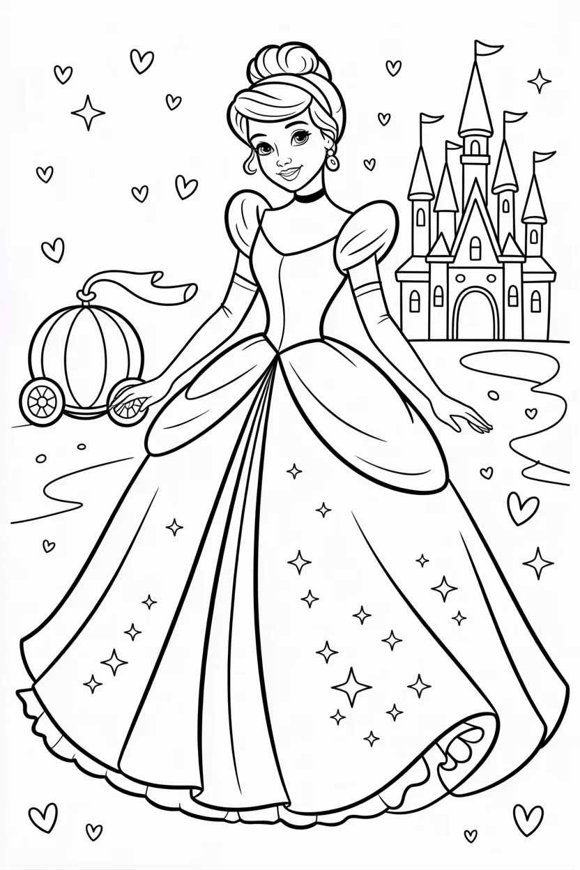 4 Cinderella coloring pages free printable